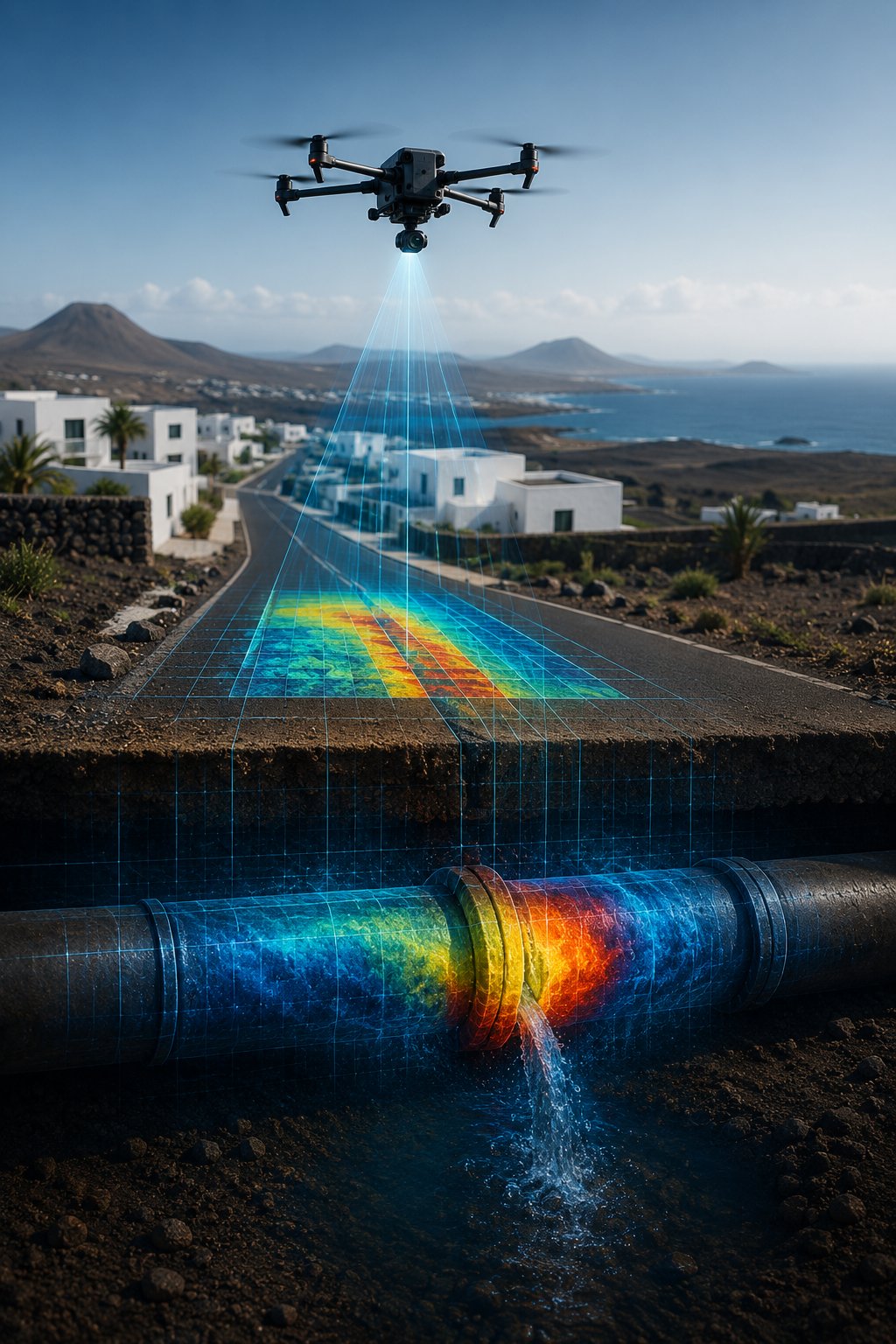 Detección de fugas de agua con drones Skynox en Canarias
